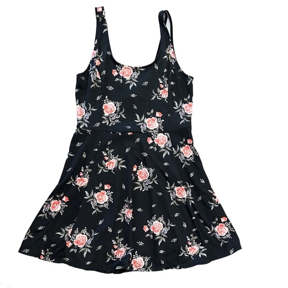Divided Dresses & Skirts - Divided by H&M Black and Pink Floral Sleeveless Scoopneck Skater Dress size: 14